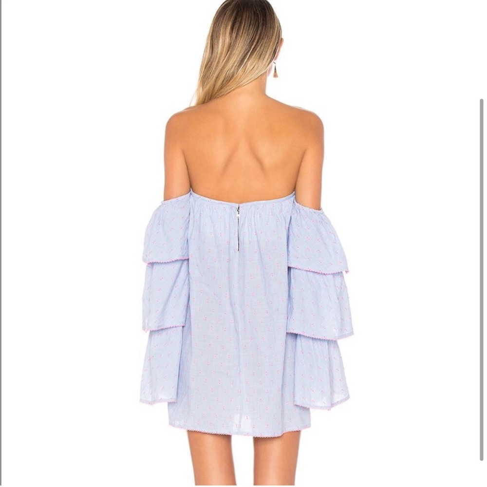 REVOLVE Lovers + Friends Ronita Strapless Ruffle Long Sleeve Mini Dress | Size S - Picture 2 of 7